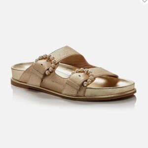 Stuart Weitzman Women's Piper Slide Leather Embellished Slide Sandals